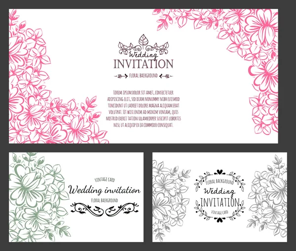 Tarjeta de invitación con elementos florales — Vector de stock