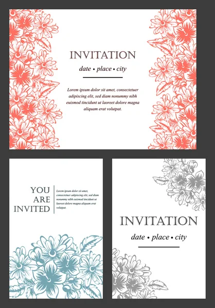 邀请卡与花卉元素 — 图库矢量图片
