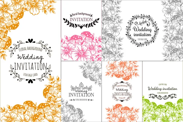 Carte d'invitation avec des éléments floraux — Image vectorielle