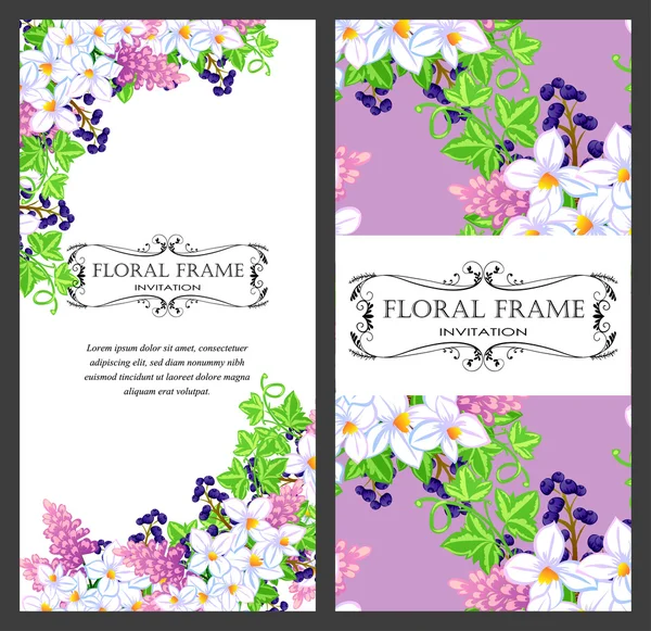 Carte d'invitation avec des éléments floraux — Image vectorielle