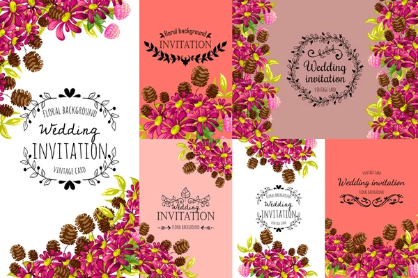 Carte d'invitation avec des éléments floraux — Image vectorielle