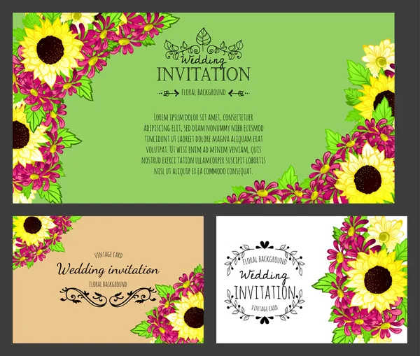 Carte d'invitation avec des éléments floraux — Image vectorielle