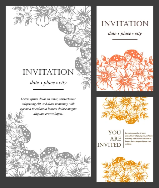 Carte d'invitation avec des éléments floraux — Image vectorielle