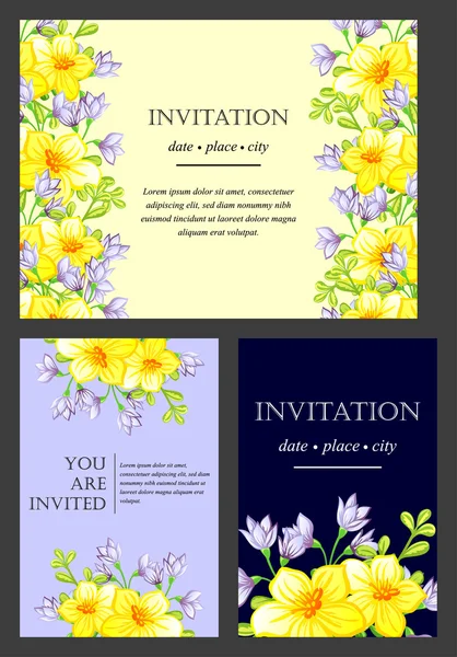 Carte d'invitation avec des éléments floraux — Image vectorielle