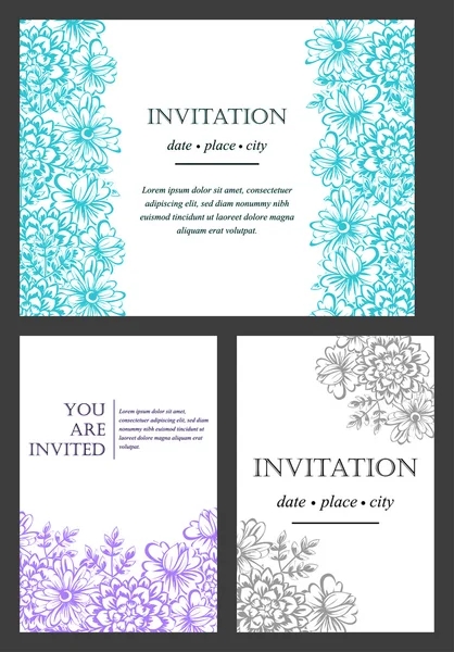 Carte d'invitation avec des éléments floraux — Image vectorielle