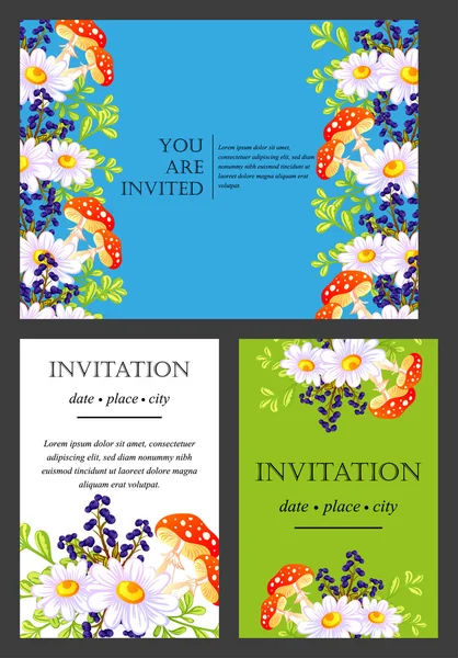 Carte d'invitation avec des éléments floraux — Image vectorielle