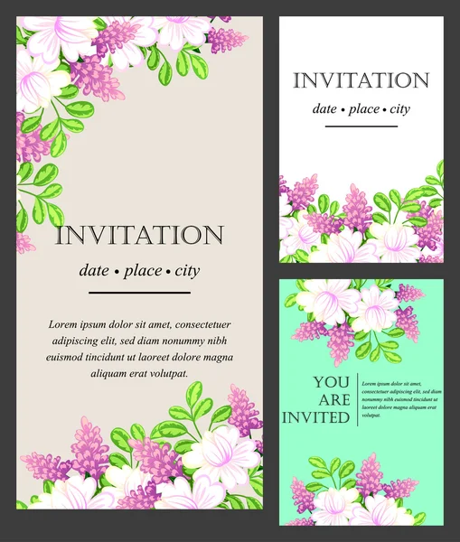 Tarjeta de invitación con elementos florales — Archivo Imágenes Vectoriales