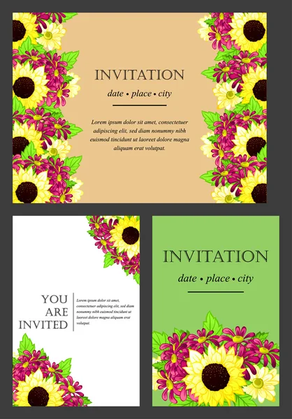 Tarjeta de invitación con elementos florales — Archivo Imágenes Vectoriales