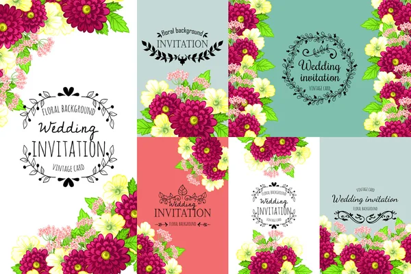 Carte d'invitation avec des éléments floraux — Image vectorielle