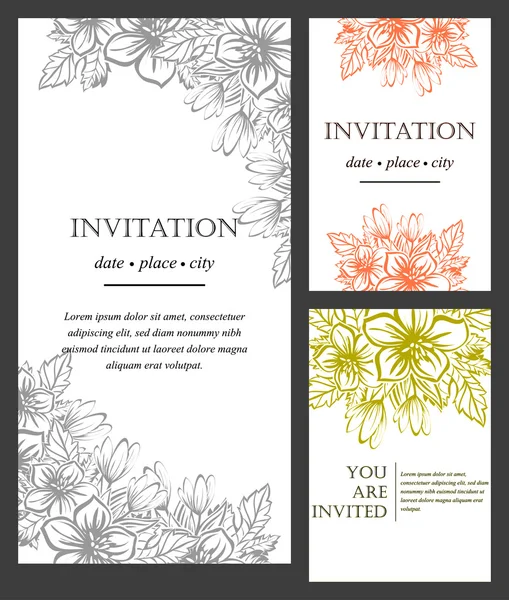 Carte d'invitation avec des éléments floraux — Image vectorielle