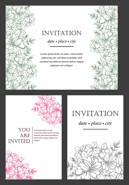 Tarjeta de invitación con elementos florales — Archivo Imágenes Vectoriales