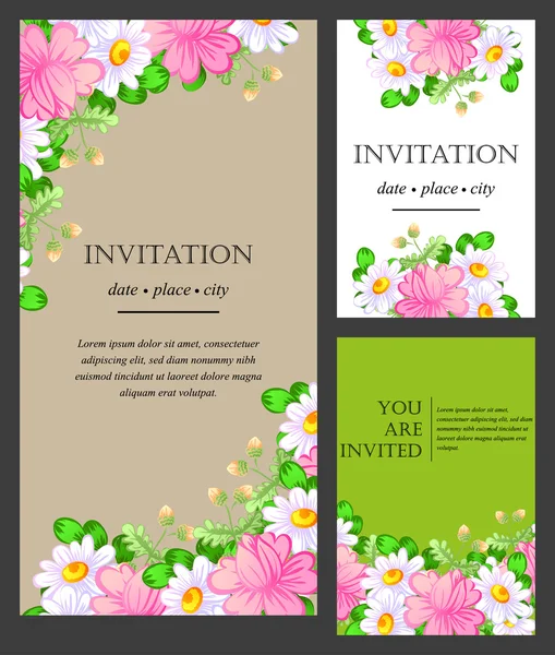 Tarjeta de invitación con elementos florales — Archivo Imágenes Vectoriales