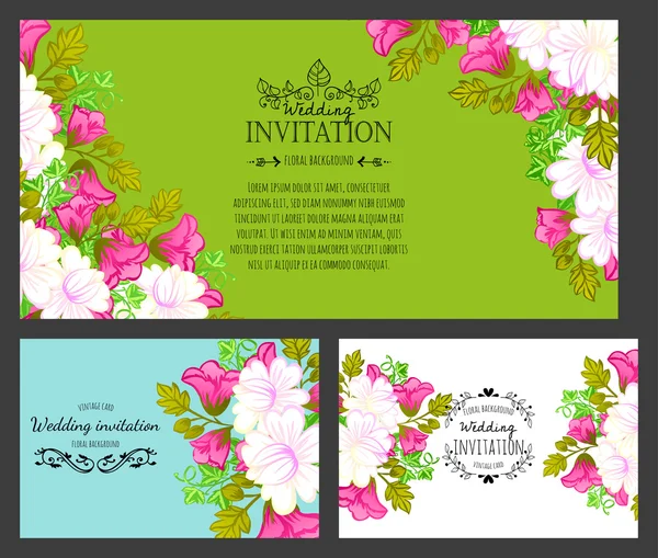 Carte d'invitation avec des éléments floraux — Image vectorielle