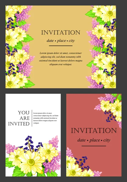 Carte d'invitation avec des éléments floraux — Image vectorielle