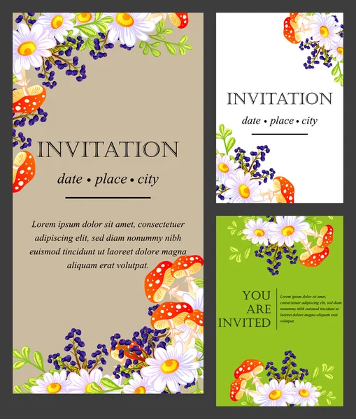 Carte d'invitation avec des éléments floraux — Image vectorielle