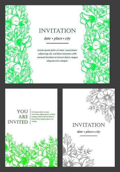 Carte d'invitation avec des éléments floraux — Image vectorielle