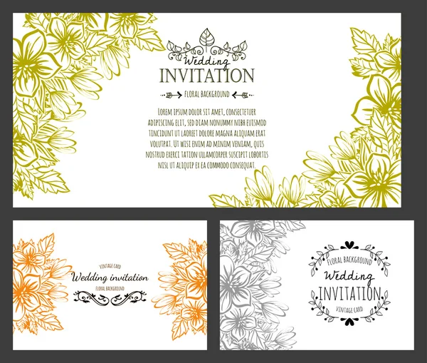 Carte d'invitation avec des éléments floraux — Image vectorielle