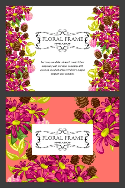 Carte d'invitation avec des éléments floraux — Image vectorielle