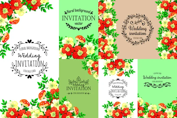 Carte d'invitation avec des éléments floraux — Image vectorielle