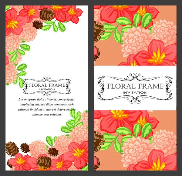 Carte d'invitation avec des éléments floraux — Image vectorielle