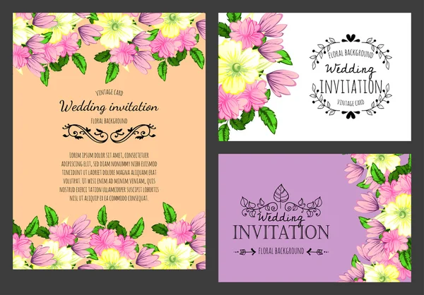 Carte d'invitation avec des éléments floraux — Image vectorielle