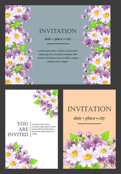 Carte d'invitation avec des éléments floraux — Image vectorielle