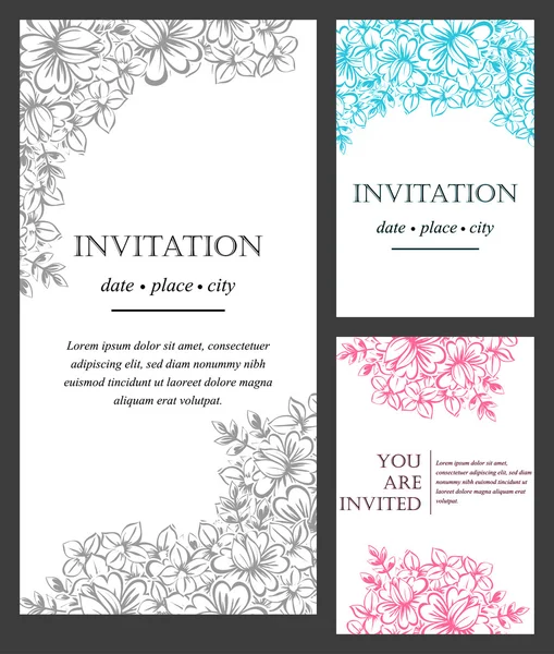 Carte d'invitation avec des éléments floraux — Image vectorielle