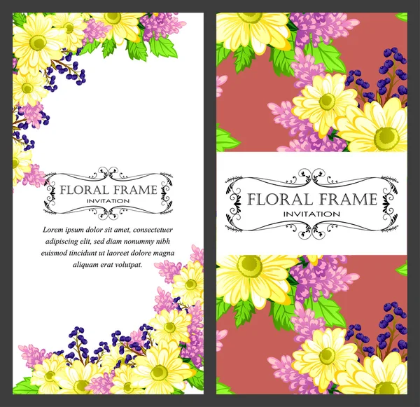 Carte d'invitation avec des éléments floraux — Image vectorielle