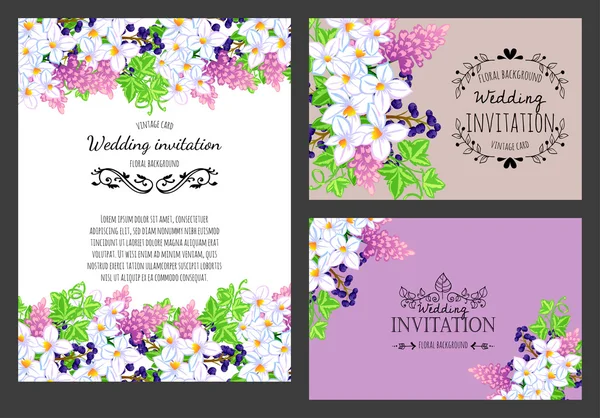 Tarjeta de invitación con elementos florales — Vector de stock