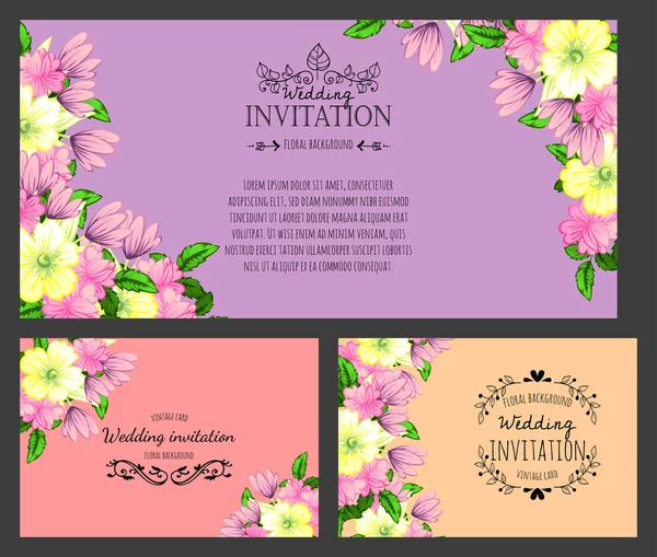 Carte d'invitation avec des éléments floraux — Image vectorielle