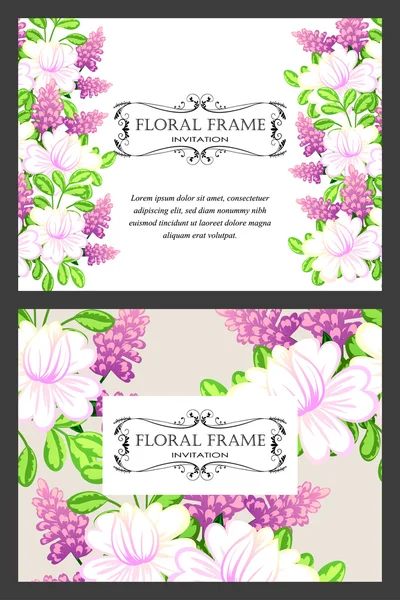 Carte d'invitation avec des éléments floraux — Image vectorielle