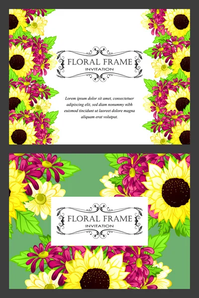 Carte d'invitation avec des éléments floraux — Image vectorielle