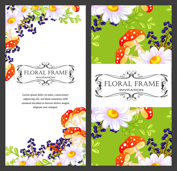 Carte d'invitation avec des éléments floraux — Image vectorielle