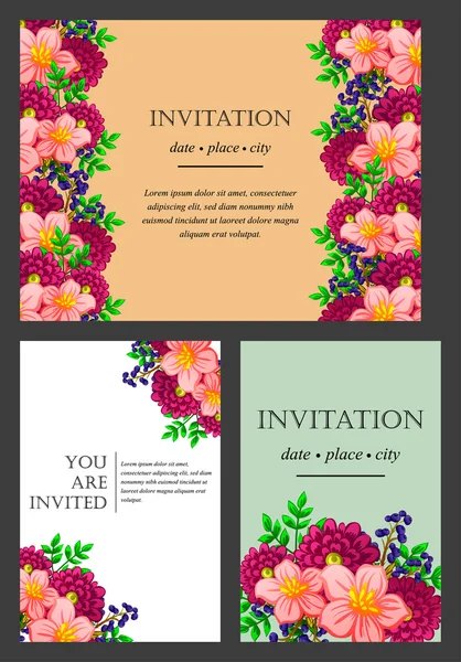 Tarjeta de invitación con elementos florales — Archivo Imágenes Vectoriales