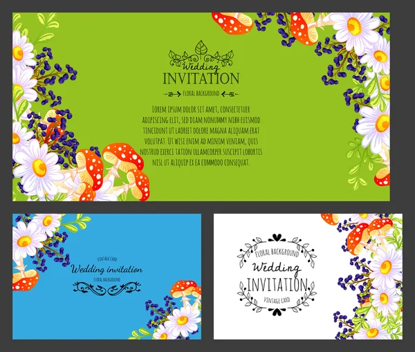 Carte d'invitation avec des éléments floraux — Image vectorielle