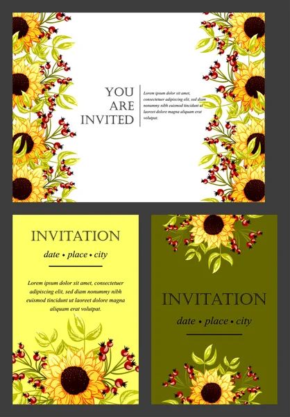 Carte d'invitation avec des éléments floraux — Image vectorielle