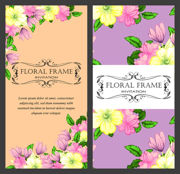 Carte d'invitation avec des éléments floraux — Image vectorielle