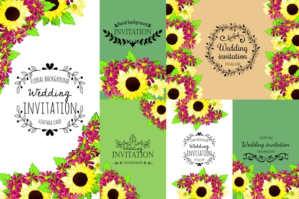 Carte d'invitation avec des éléments floraux — Image vectorielle