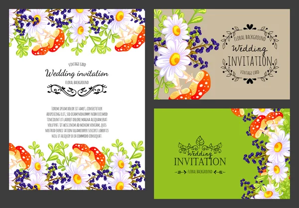 Carte d'invitation avec des éléments floraux — Image vectorielle