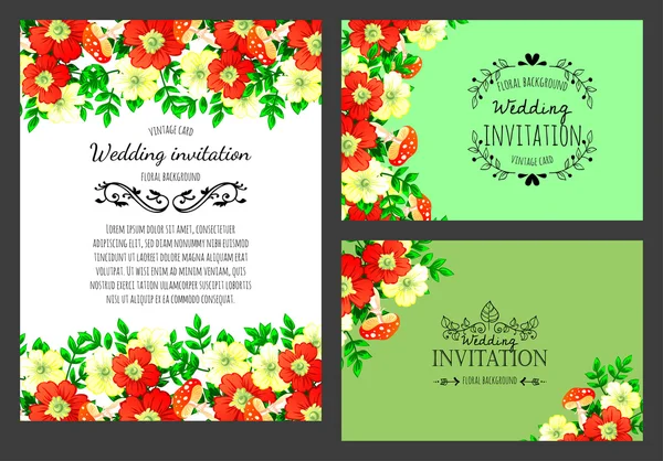 Carte d'invitation avec des éléments floraux — Image vectorielle