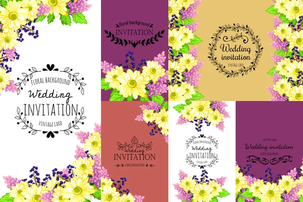 Carte d'invitation avec des éléments floraux — Image vectorielle