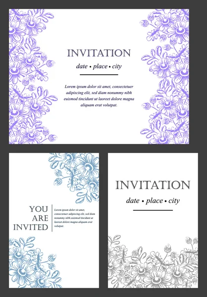 Carte d'invitation avec des éléments floraux — Image vectorielle