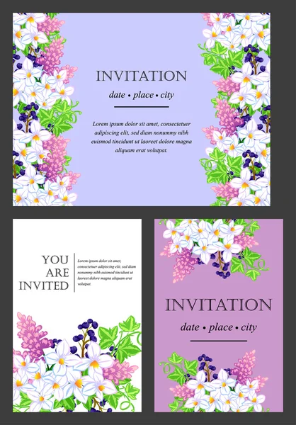 Inbjudningskort med blommig element — Stock vektor