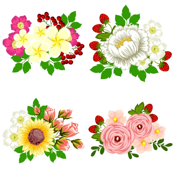 Flower bouquet set — Stock Vector