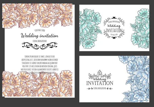 Einladungskarte mit floralen Elementen — Stockvektor
