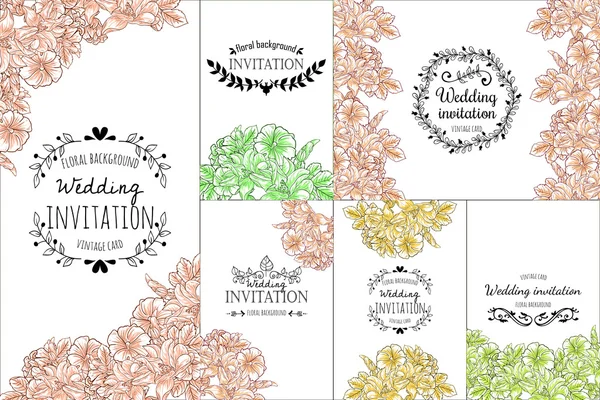 Carte d'invitation avec des éléments floraux — Image vectorielle