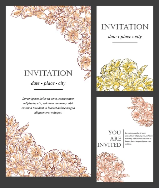 花の要素との招待カード — ストックベクタ