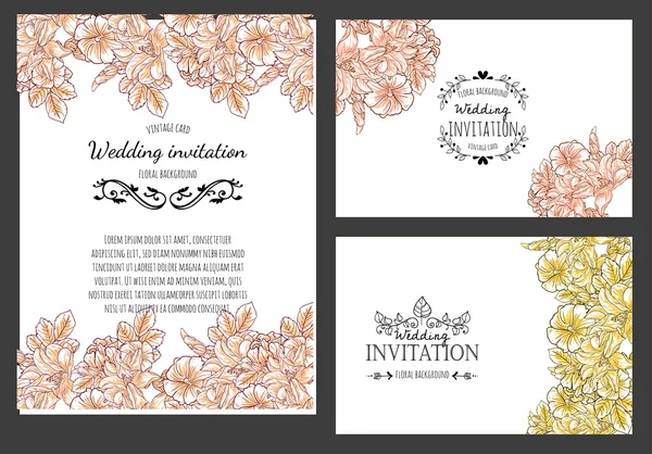 Tarjeta de invitación con elementos florales — Vector de stock