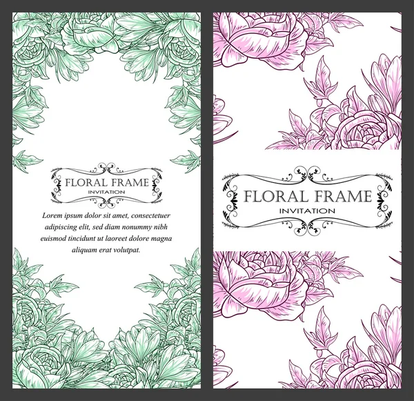 Carte d'invitation avec des éléments floraux — Image vectorielle