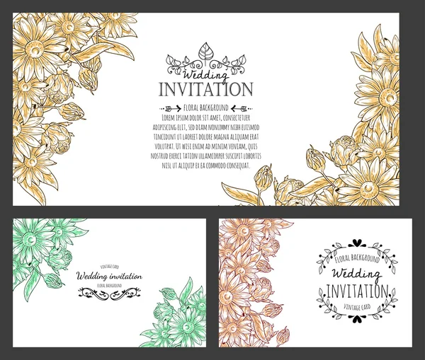 Carte d'invitation avec des éléments floraux — Image vectorielle